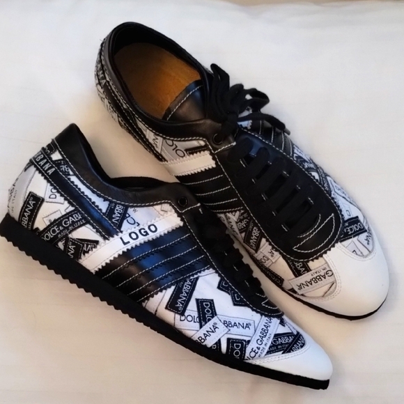 Dolce & Gabbana Black and White Logo Sneakers - Picture 1 of 11